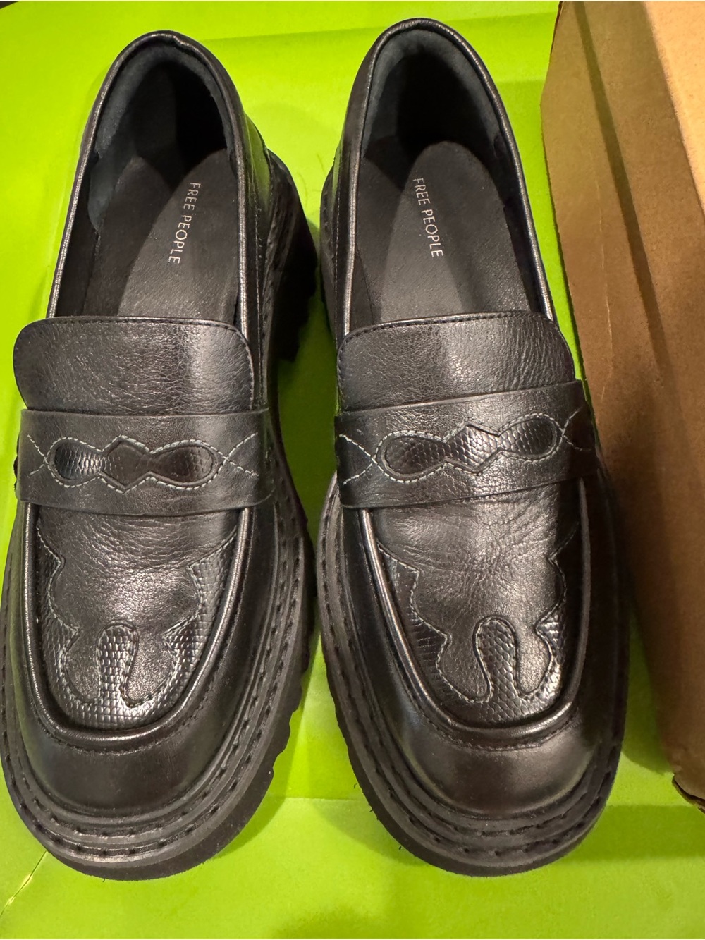 Free People Darci Platform Black Loafers